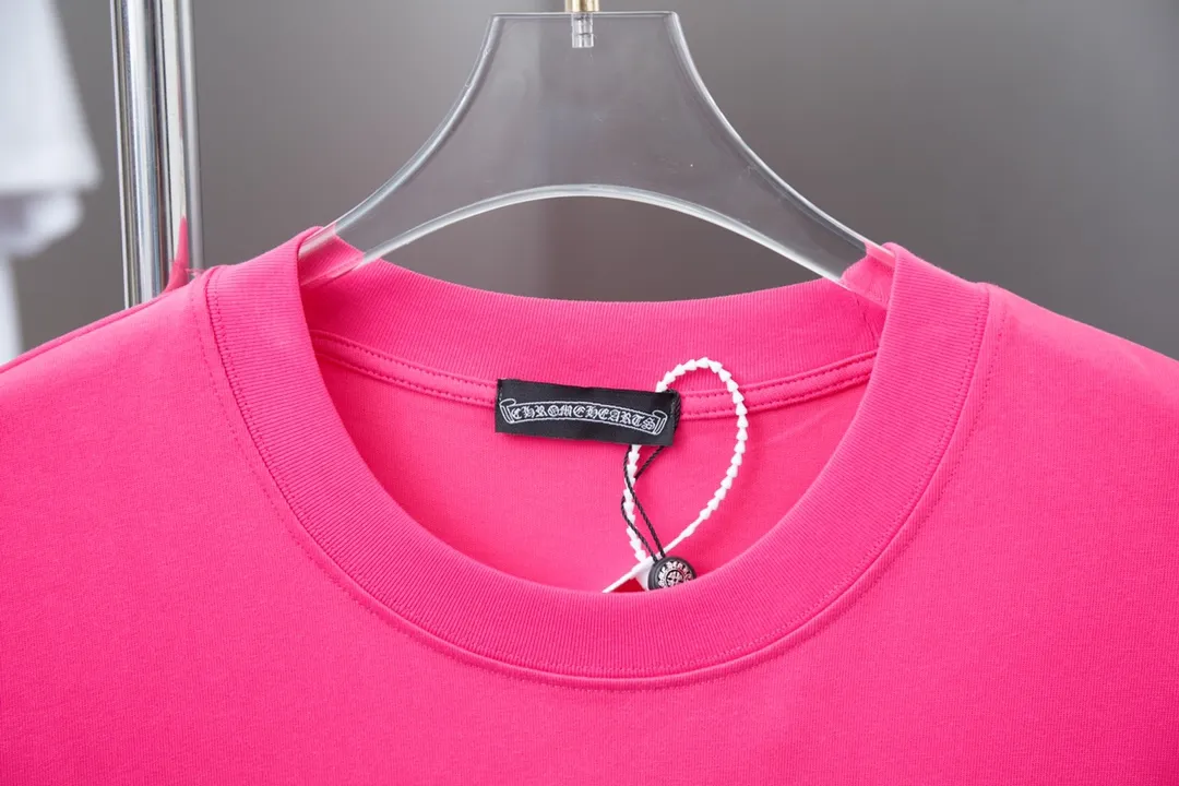 🅿️210 Ch*ome Hearte 25SS early spring new style, thick printed hot diamond short sleeves, light luxury, essential item for daily commuting for men and women, correct version, welcome to compare, detailed features · 320g 100% pure cotton double yarn jersey fabric · Special thickened 32 pieces of double-strand 1X1 threads custom dyed in the same vat · Imported Australian matte pearlescent diamonds ➕ Three-dimensional thick plate Croix heart letters · Double-needle sewing and cross-seam technology · Original main mark, washed tag, brand moisture-proof paper packaging Color: black/white/rose red/blue Size: S/M/L/XL